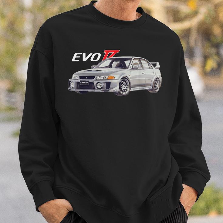 Herren Schwarz Sweatshirt mit Evo 7 Auto-Print, Motorsport Design Geschenke für Ihn