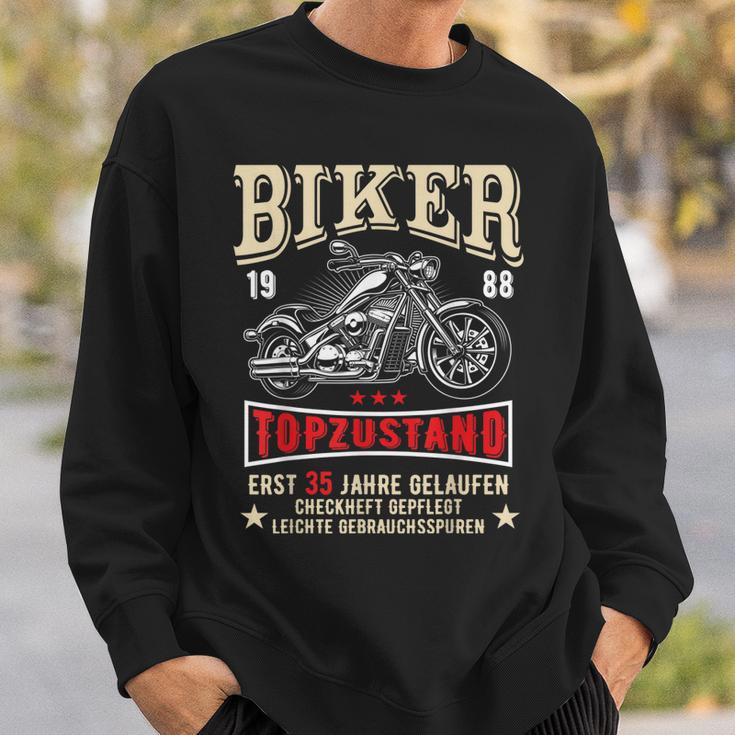 Herren Sweatshirt zum 35. Geburtstag, Motorrad 1988 V2 Design, Lustiges Biker Motiv Geschenke für Ihn