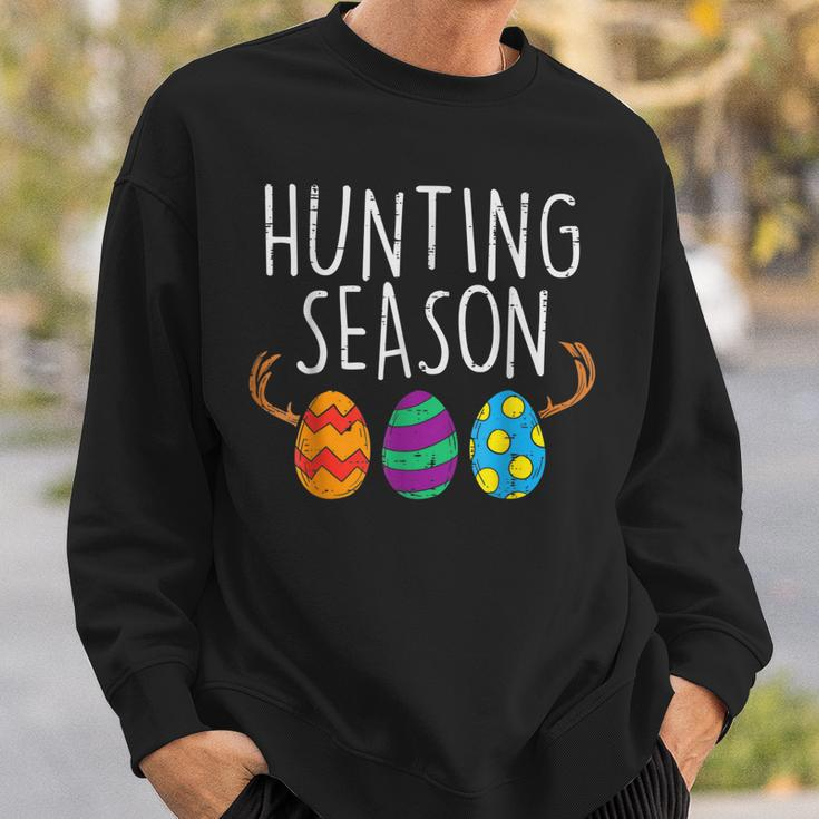 Hunting Season Eggs Deer Funny Easter Day Egg Hunt Hunter Sweatshirt Gifts for Him