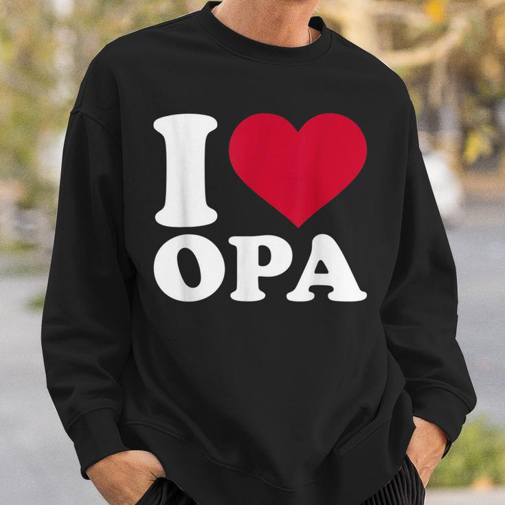 I Love Opa Herz-Motiv Sweatshirt in Schwarz, Geschenkidee für Großväter Geschenke für Ihn