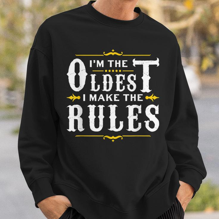 Im The Oldest I Make The Rules Funny Sibling Brother Sister Men Women Sweatshirt Graphic Print Unisex Gifts for Him