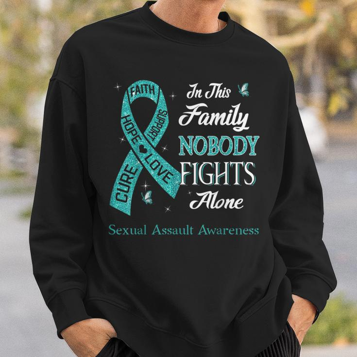In This Family Nobody Fights Alone Sexual Assault Awareness Sweatshirt Gifts for Him