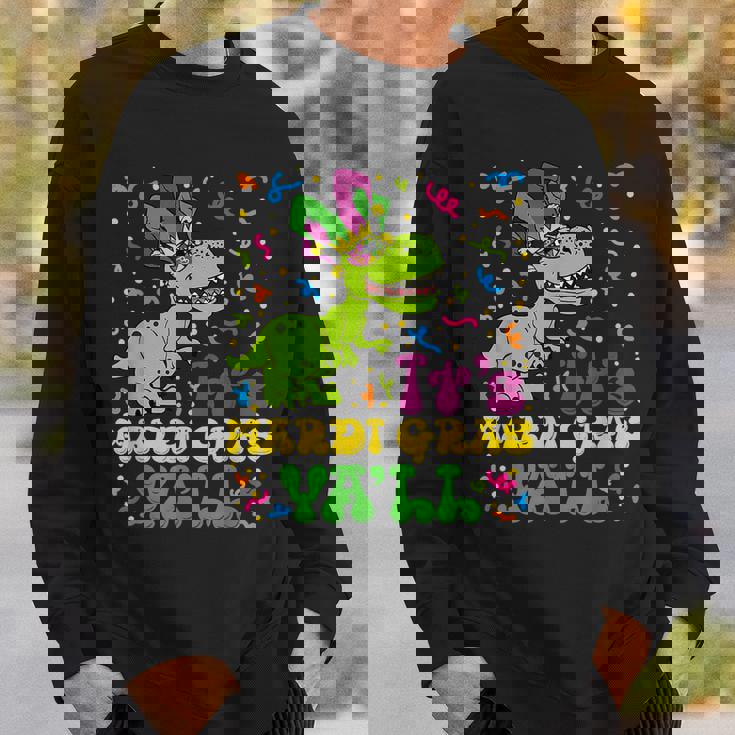 Its Mardi Gras Yall Funny Dinosaur Mardi Grawr Bead Costume Sweatshirt Gifts for Him