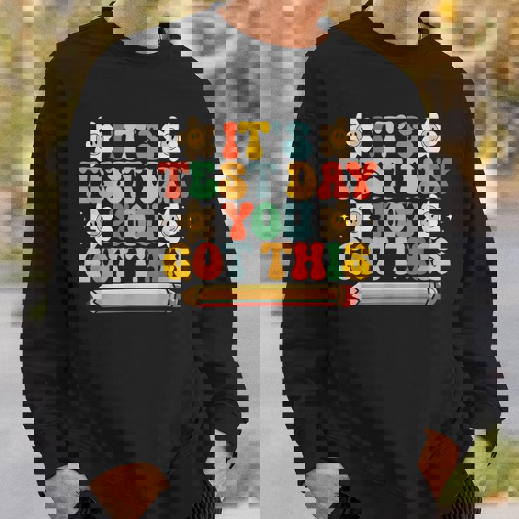 Its Test Day You Got This Teacher Retro Groovy Testing Day Sweatshirt Gifts for Him
