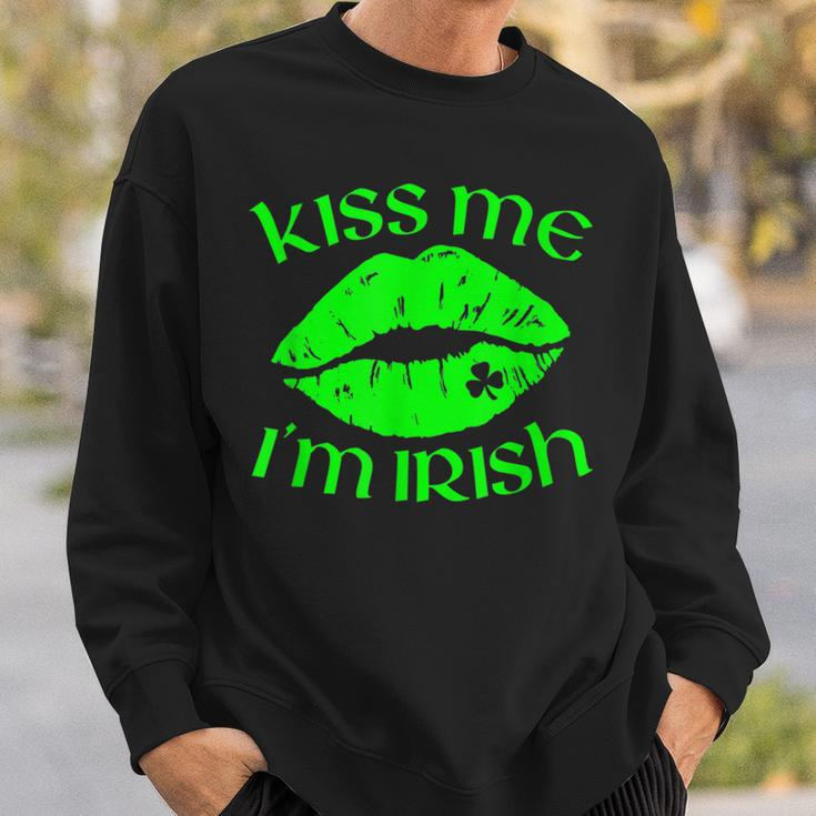 Kiss Me Im Irish Lips Sexy St Patricks Day Sweatshirt Gifts for Him