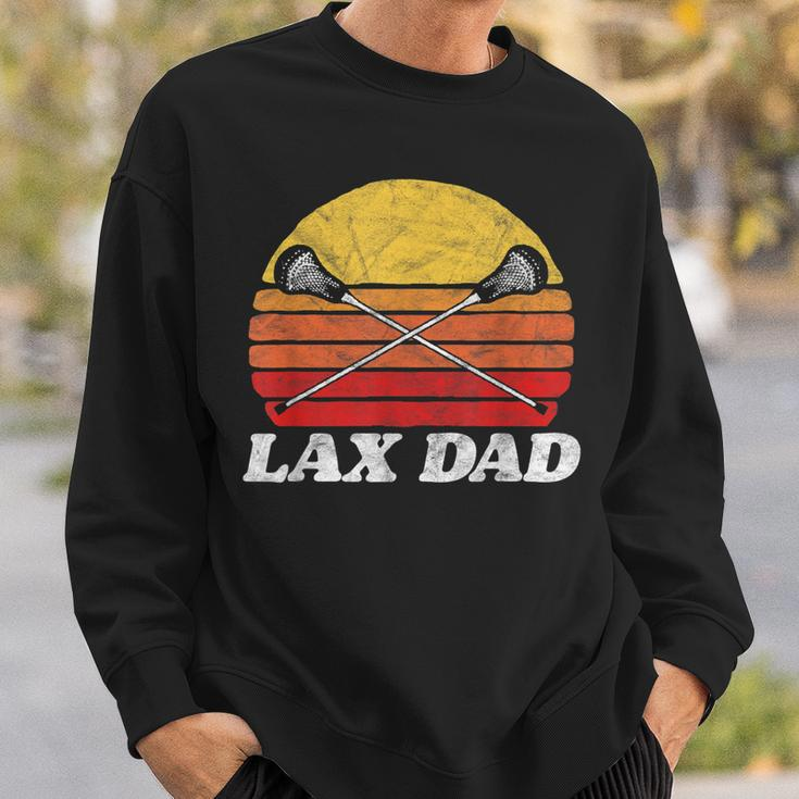 Lax Dad Vintage X Crossed Lacrosse Sticks 80S Sunset Retro Sweatshirt Gifts for Him