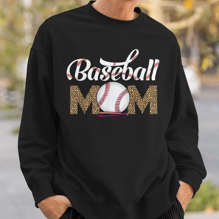 Leopard Baseball Mom Mothers Day Catcher Mom Life Womens Sweatshirt Gifts for Him