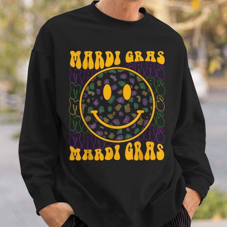Leopard Hippie Face Retro Groovy Mardi Gras Funny Sweatshirt Gifts for Him
