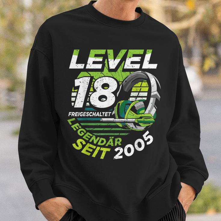 Level 18 Jahre Geburtstags Junge Gamer 2005 Geburtstag Sweatshirt Geschenke für Ihn