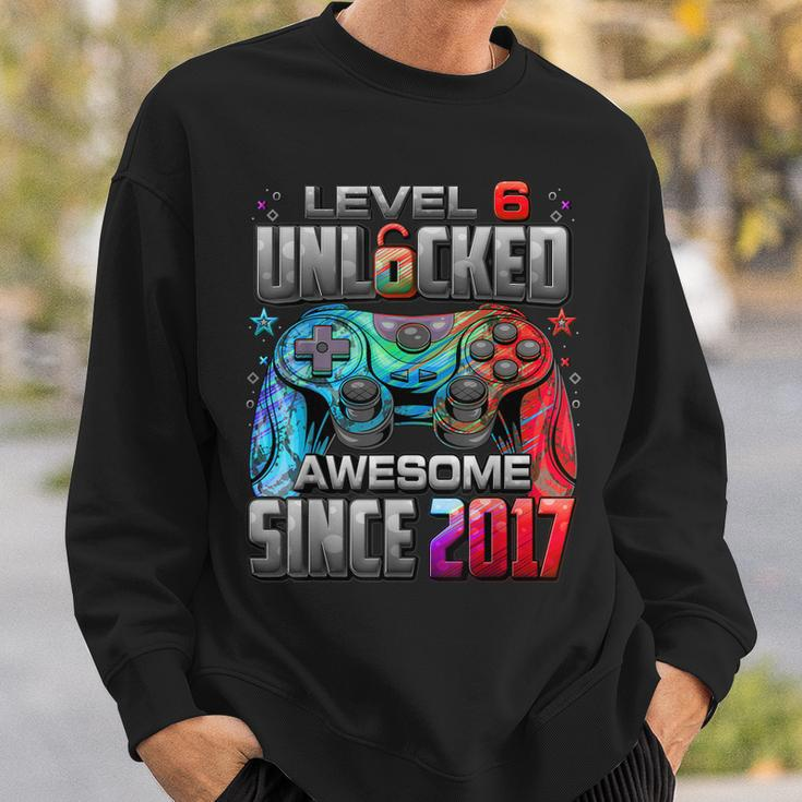 Level 6 Unlocked Awesome Since 2017 6Th Birthday Gaming Sweatshirt Gifts for Him