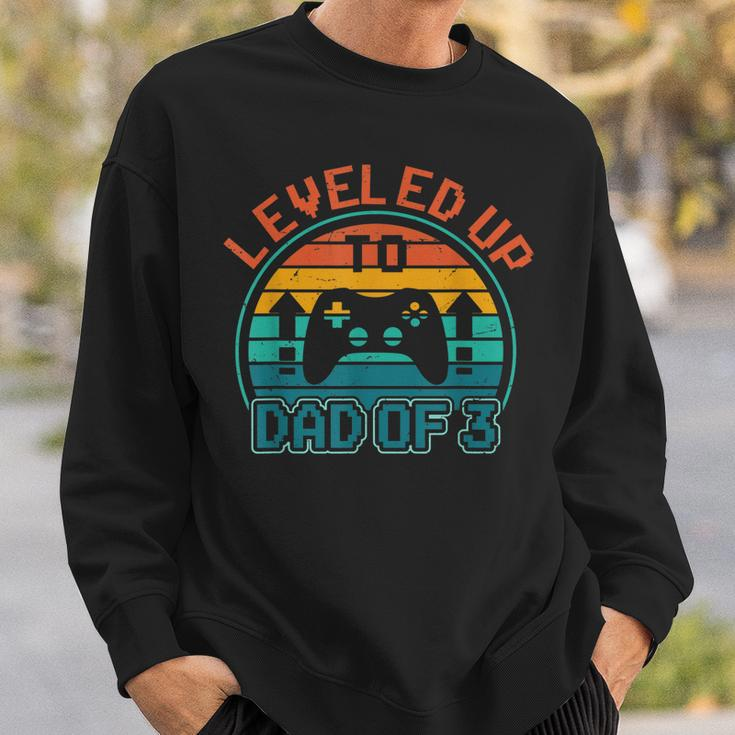 Leveled Up To Dad Of 3 Funny Gaming Daddy Again Vintage Sweatshirt Gifts for Him