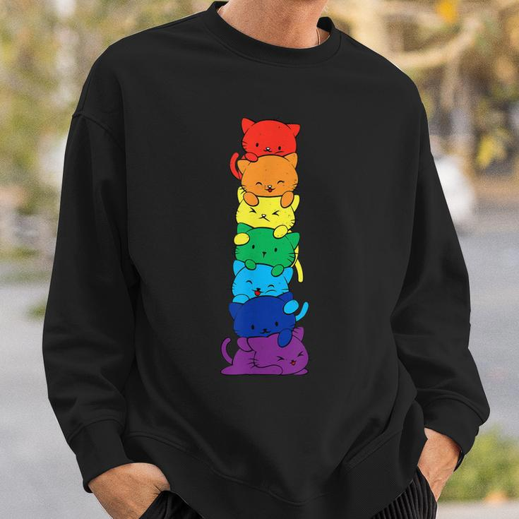 Lgbt Funny Cats Pile Gay Lesbian Pride Cat Lover Transgender Sweatshirt Gifts for Him
