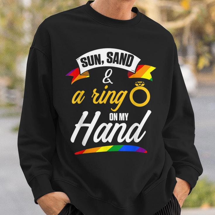 Lgbt Pride Gay Bachelor Party Sun Ring Hand Engagement Sweatshirt Gifts for Him
