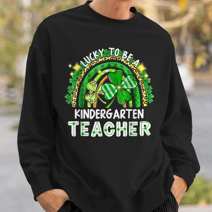 Lucky To Be A Kindergarten Teacher St Patricks Day Rainbow Sweatshirt Gifts for Him