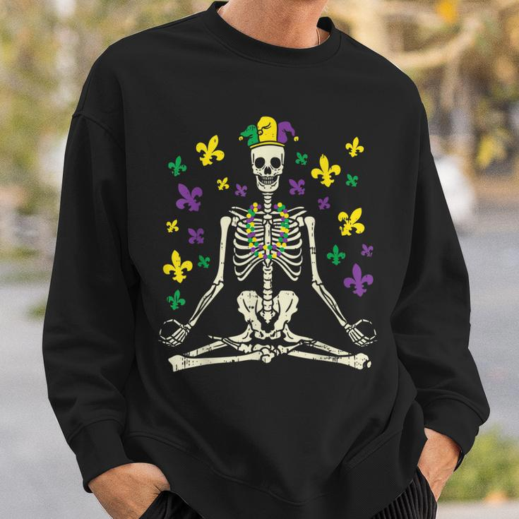 Meditating Yoga Skeleton Jester Cute Mardi Gras Zen Buddhism Sweatshirt Gifts for Him