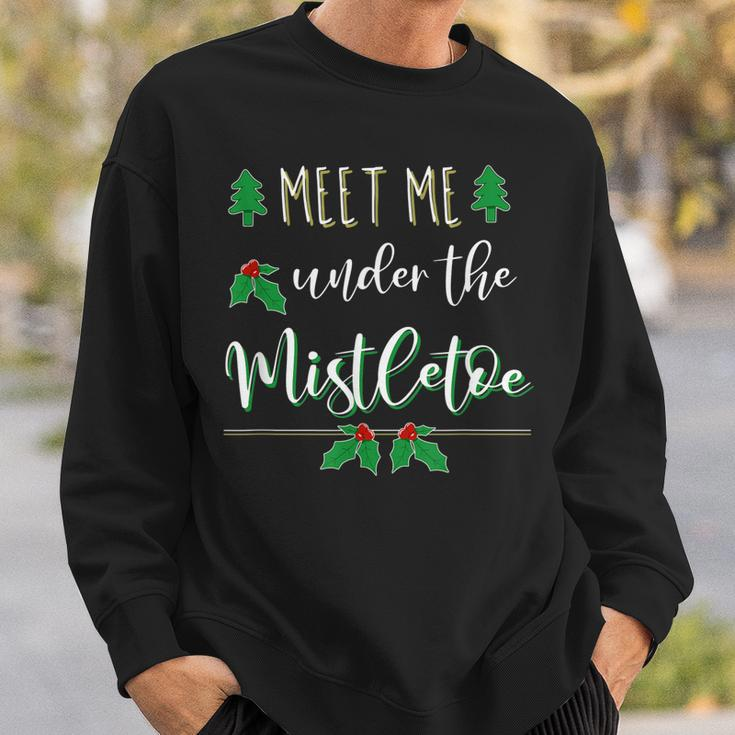 Meet Me Under The Mistletoe Naughty Christmas Funny Couples Men Women Sweatshirt Graphic Print Unisex Gifts for Him