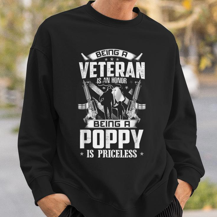 Mens Being A Veteran Is An Honor A Poppy Is Priceless Grandpa Men Women Sweatshirt Graphic Print Unisex Gifts for Him