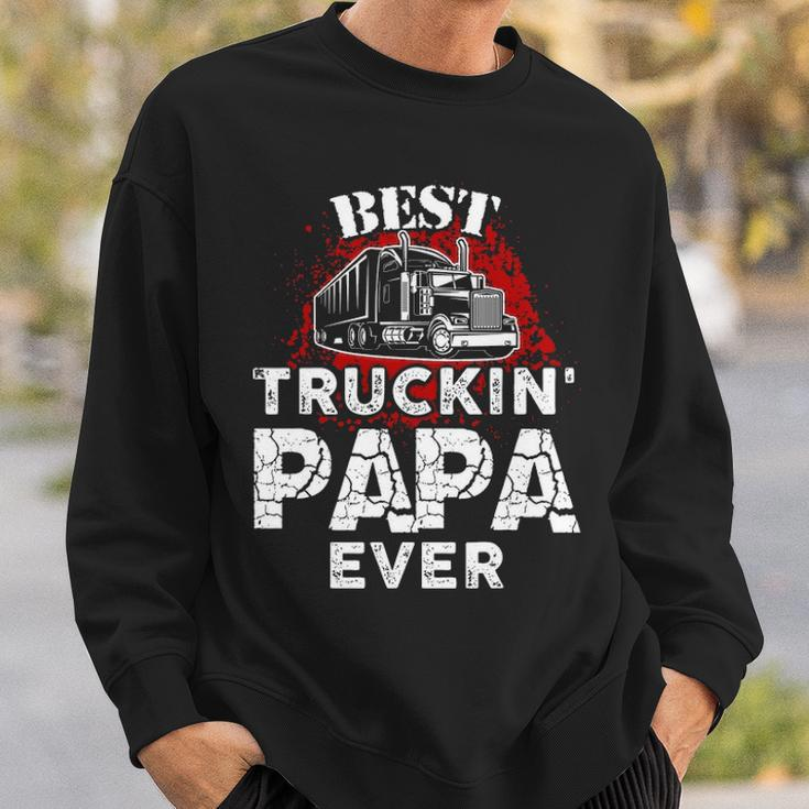 Mens Best Truckin Papa Ever Trucker Grandpa Sweatshirt Gifts for Him