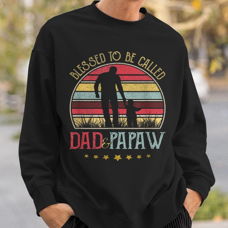 Mens Blessed To Be Called Dad And Papaw Vintage Fathers Day Gift Sweatshirt Gifts for Him