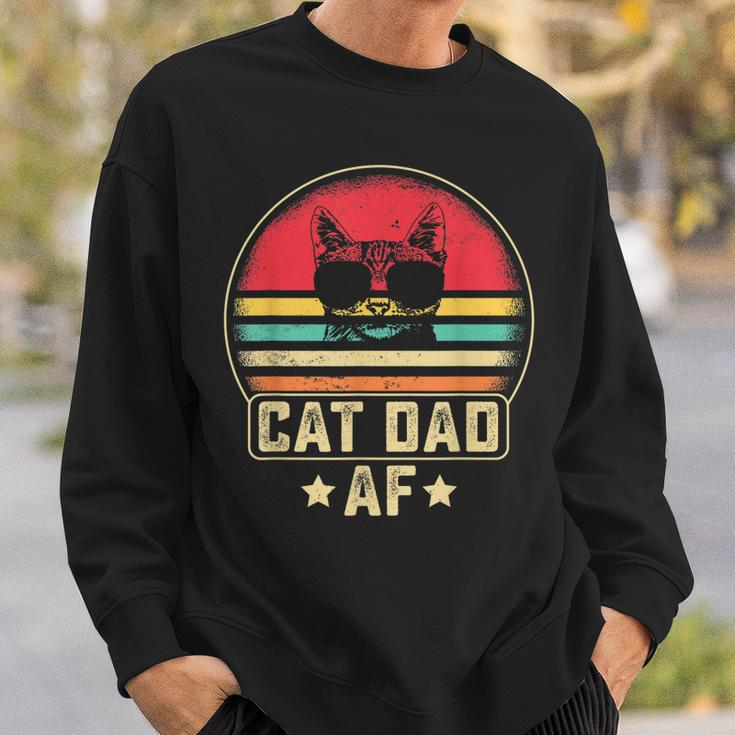 Mens Cat Dad Af Funny Daddy Fathers Day Vintage Cute Cat Lover Sweatshirt Gifts for Him