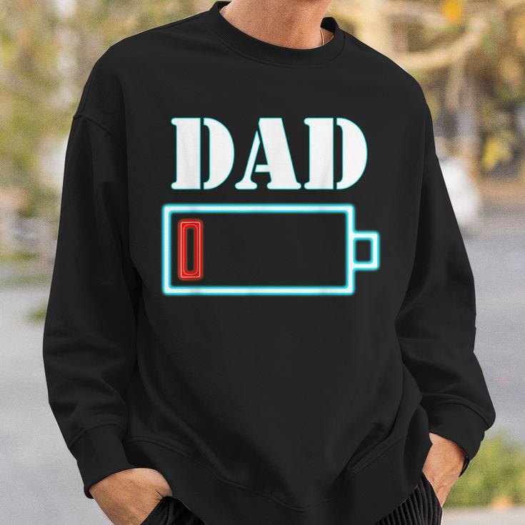 Mens Dad Battery Low Funny Tired Parenting Fathers Day Sweatshirt Gifts for Him