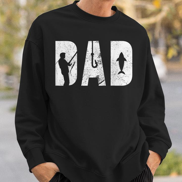 Mens Fishing Dad Fathers Day With Fish And Fishing Hook Crunch Sweatshirt Gifts for Him