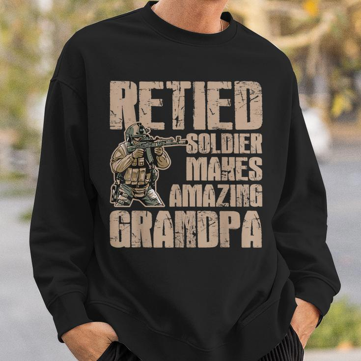 Mens Grandpa Gift Retied Soldier Retired Military Veteran Gift Men Women Sweatshirt Graphic Print Unisex Gifts for Him
