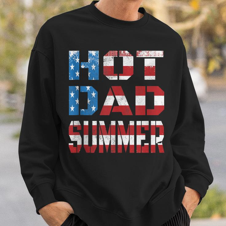 Mens Hot Dad Summer Funny Father Patriotic Usa Flag July 4Th Sweatshirt Gifts for Him