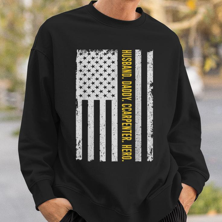 Mens Husband Daddy Carpenter Hero Usa Flag Fathers Day Gifts Sweatshirt Gifts for Him