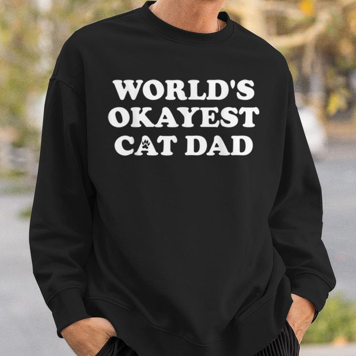 Mens Mens World’S Okayest Cat Dad V2 Sweatshirt Gifts for Him