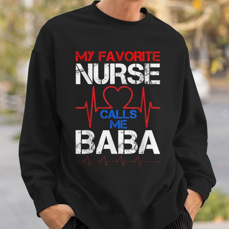 Mens My Favorite Nurse Calls Me Baba Cool Vintage Nurse Dad Sweatshirt Gifts for Him