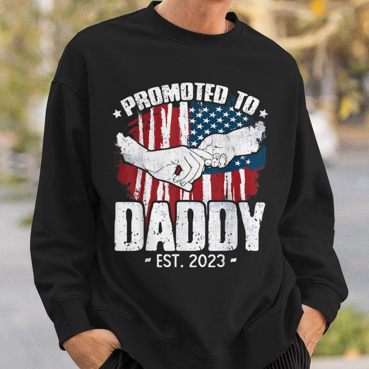 Mens Promoted To Daddy Est 2023 Patriotic Dad To Be Fathers Day Sweatshirt Gifts for Him