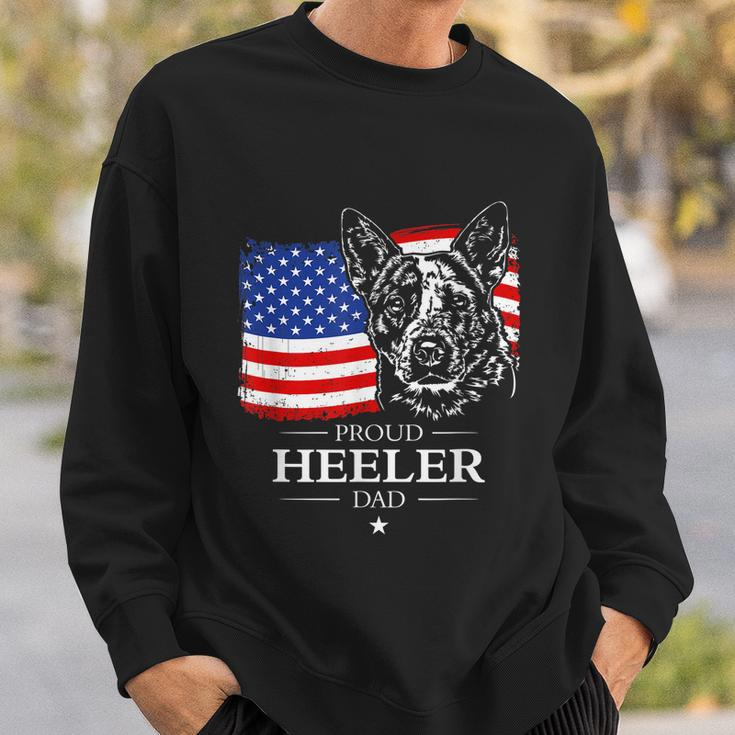 Mens Proud Cattle Dog Heeler Dad American Flag Patriotic Dog V2 Sweatshirt Gifts for Him