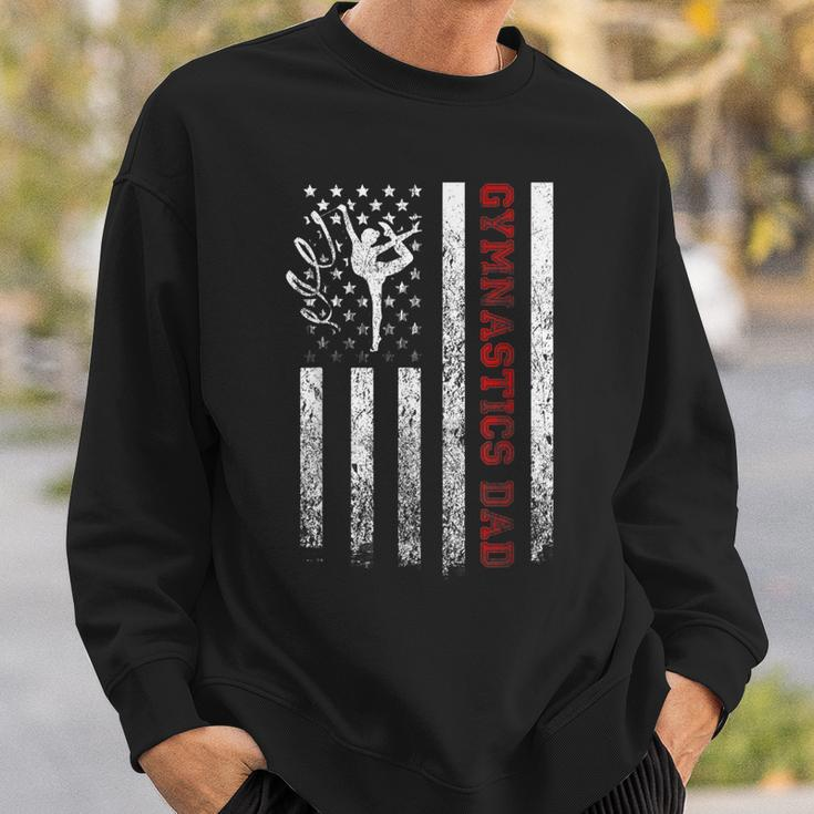 Mens Proud Gymnastics Dad American Flag Cool Usa Patriotic  Sweatshirt Gifts for Him