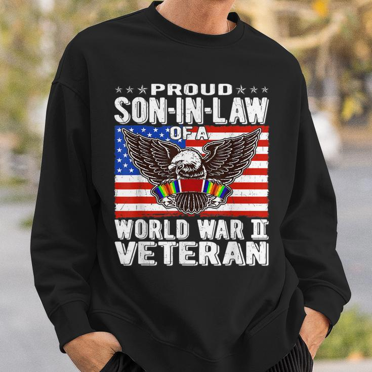 Mens Proud Son-In-Law Of A World War 2 Veteran Patriotic Ww2 Gift Men Women Sweatshirt Graphic Print Unisex Gifts for Him