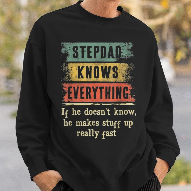 Mens Stepdad Knows Everything Grandpa Fathers Day Gift Sweatshirt Gifts for Him
