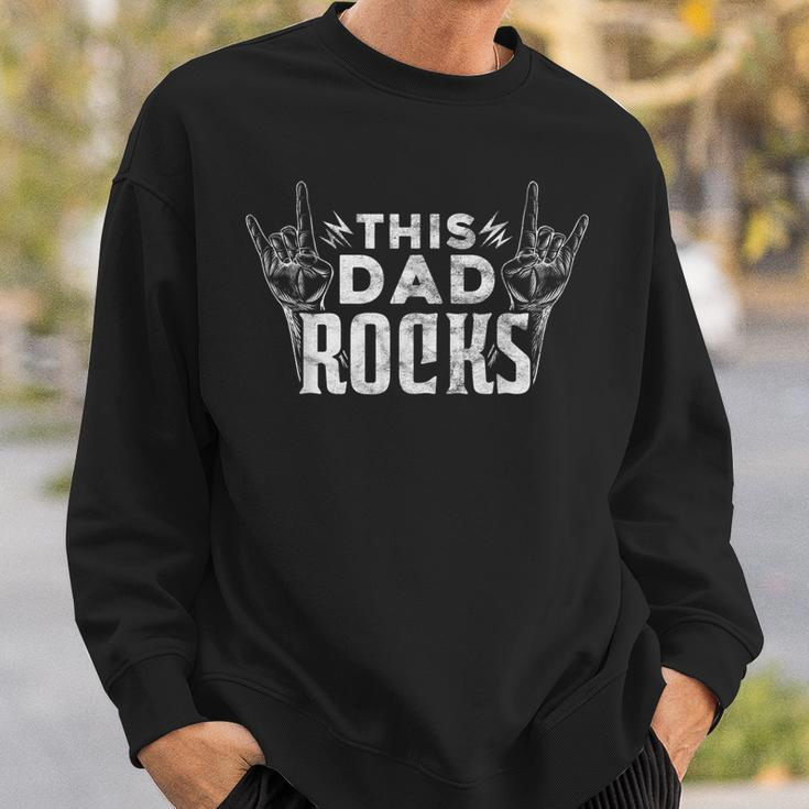Mens This Dad Rocks Rock N Roll Heavy Metal Fathers Day Sweatshirt Gifts for Him