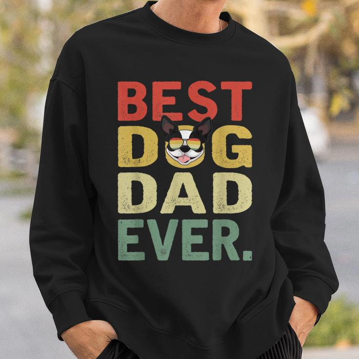 Mens Vintage Best Dog Dad Ever Gift Boston Terrier Dog Lover Sweatshirt Gifts for Him