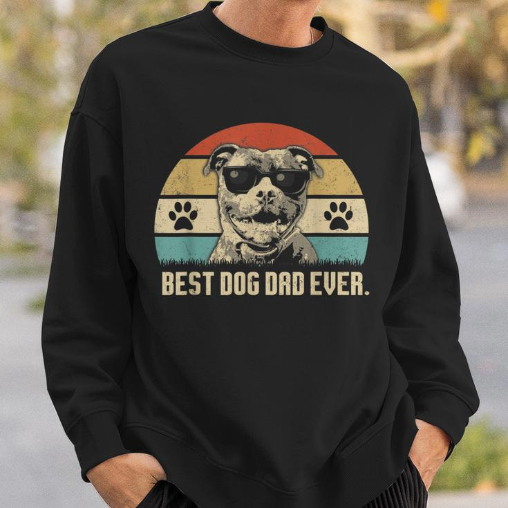 Mens Vintage Best Pitbull Dog Dad Ever Fathers Day Sweatshirt Gifts for Him