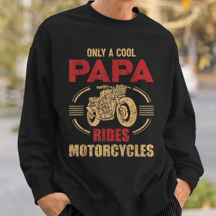 Mens Vintage Father Day Only Papa Rides Motorcycle Cool Biker Dad Sweatshirt Gifts for Him