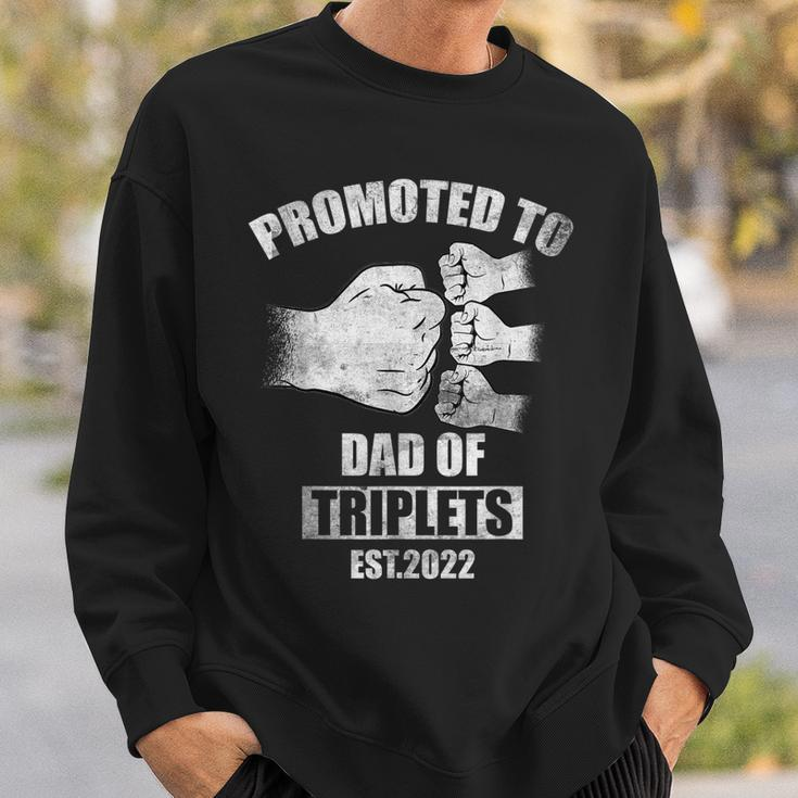 Mens Vintage Promoted To Dad Of Triplets Est 2022 Sweatshirt Gifts for Him