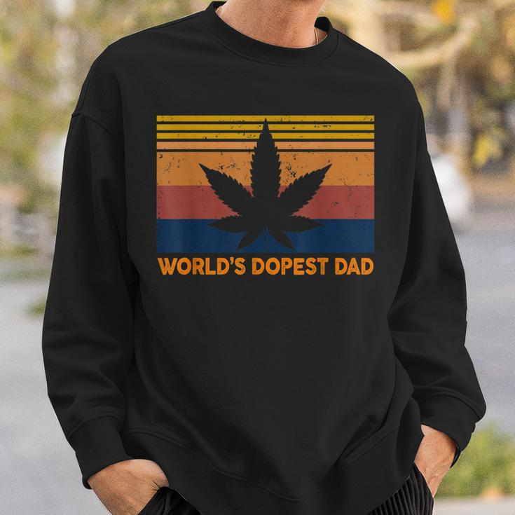 Mens Worlds Dopest Dad Weed Cannabis 420 Vintage Gift Men Women Sweatshirt Graphic Print Unisex Gifts for Him