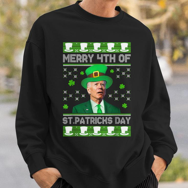 Merry 4Th Of St Patricks Day Joe Biden Leprechaun Hat Clover Sweatshirt Gifts for Him