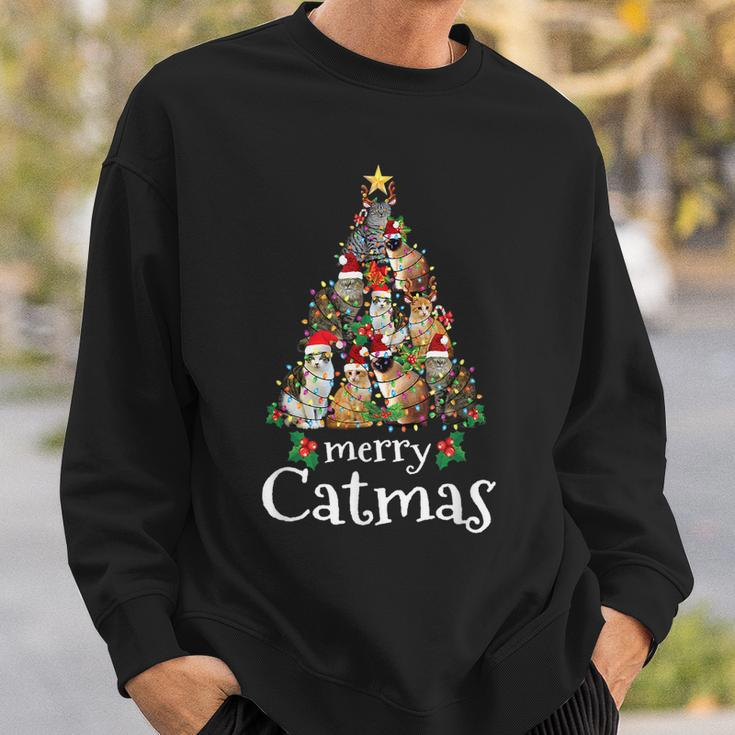 Merry Catmas Funny Cat Mom Cat Dad Christmas Cat V2 Men Women Sweatshirt Graphic Print Unisex Gifts for Him