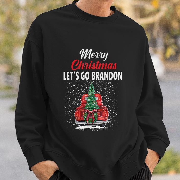 Merry Christmas Lets Go Brandon Red Truck Christmas Tree Sweatshirt Gifts for Him