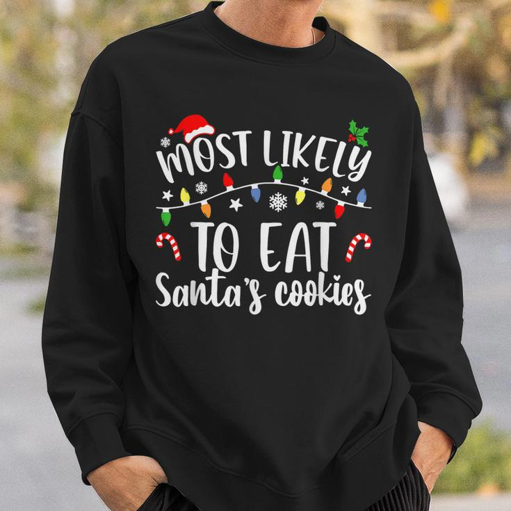 Most Likely To Eat Santas Cookies Christmas Family Matching V2 Men Women Sweatshirt Graphic Print Unisex Gifts for Him