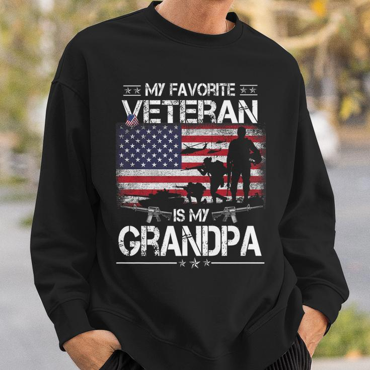 My Favorite Veteran Is My Grandpa - Flag Father Veterans Day Sweatshirt Gifts for Him
