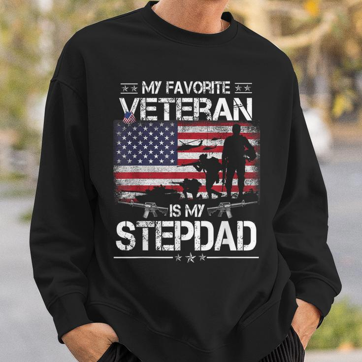 My Favorite Veteran Is My Stepdad - Flag Father Veterans Day Sweatshirt Gifts for Him
