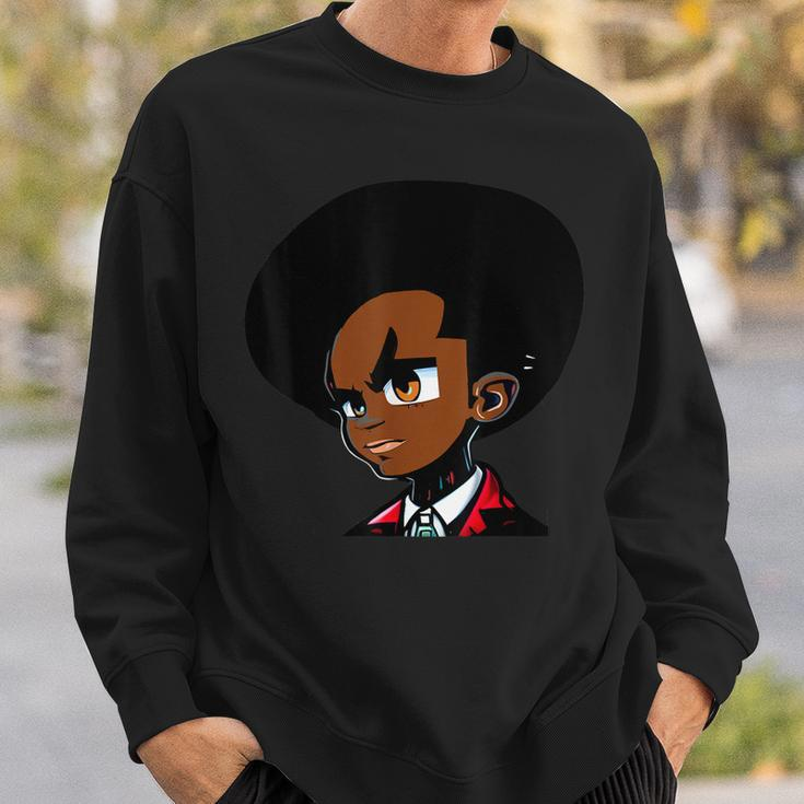 Natural Hair Afro Young Black Student Sweatshirt Gifts for Him