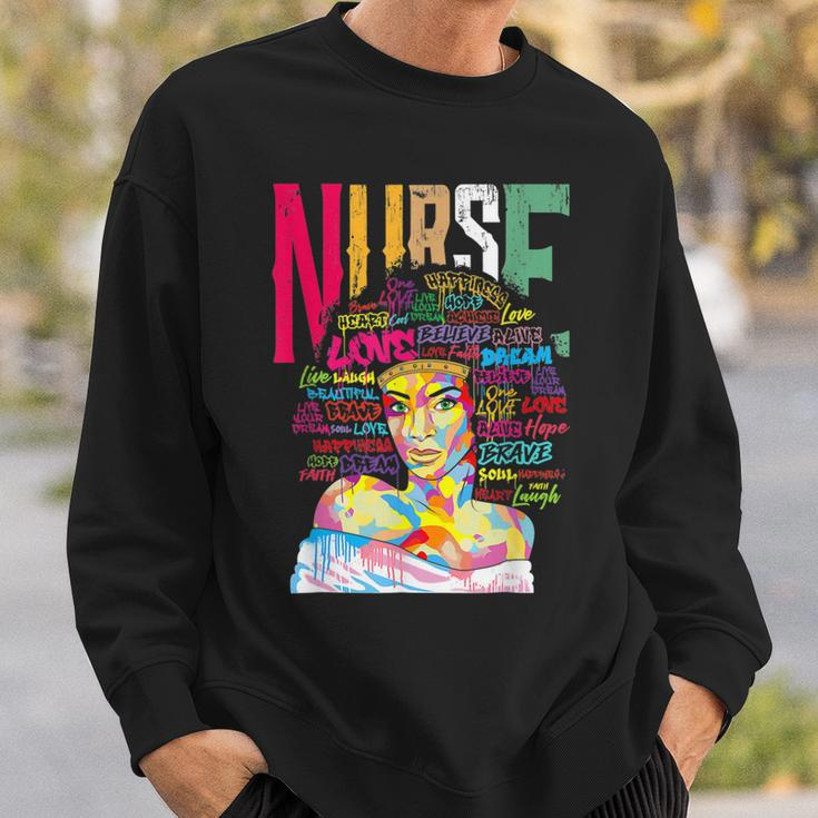 Nurse Black Woman Magic Afro Melanin Queen Black History Sweatshirt Gifts for Him